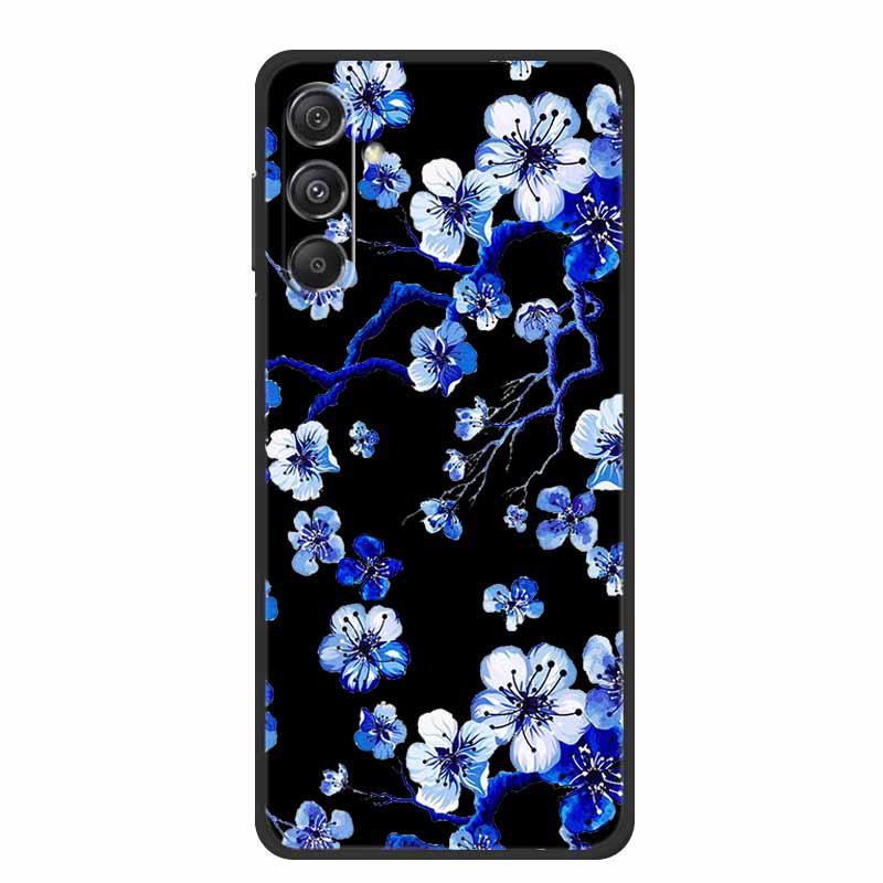 For Samsung Galaxy M36 A17 5G Case Flower Black Silicone Soft Back Cover For Samsung Galaxy S25 FE Plus Phone Case Coque Cartoon