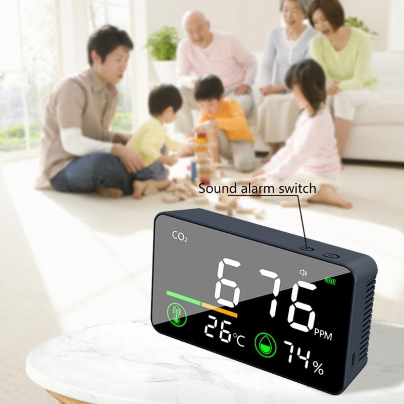 High Accuracy CO2 Meter Temperature Moisture  & CO2 Tester 3 in 1 Carbon Dioxide Detectors Easy to Carry Device for Indoor Space