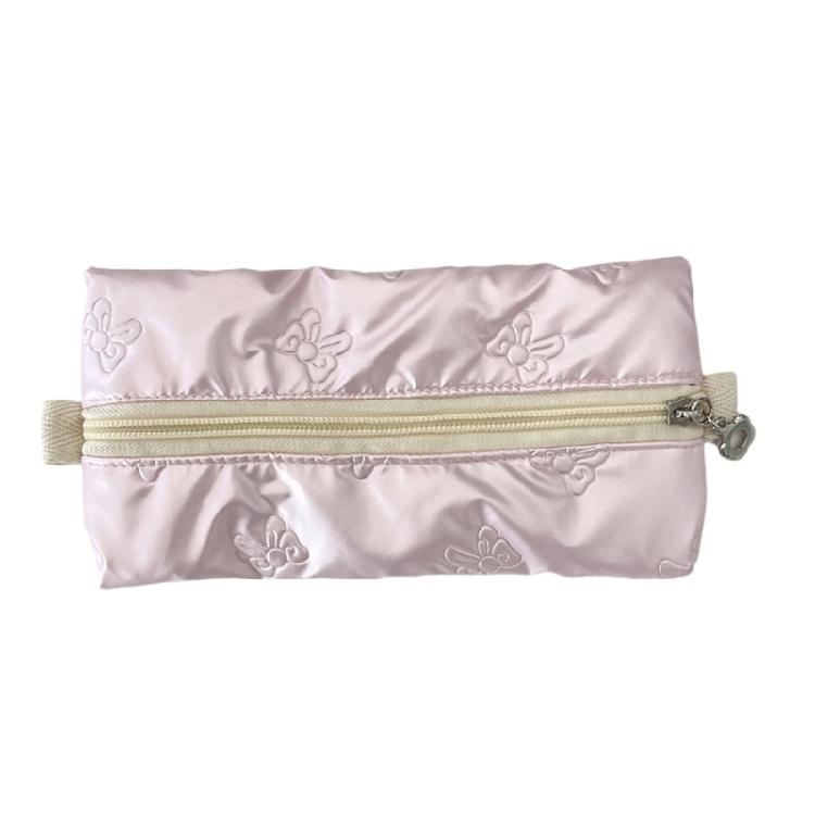 Bowknot Print Pen Bag Large Capacity Pencil Case Travel Pen Organizers Pouches Travel Makeup Bag for Student Girl Women