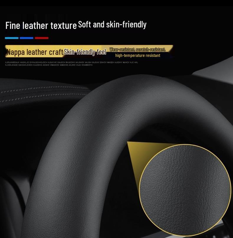 Anti-Slip Napa Leather Steering Wheel Cover, Ultra-Thin & Universal, All-Season Car Accessory for Men and Women