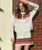 Ronron Heart Nordic Zip Up Skirt Ivory