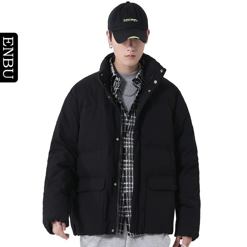 Mens Winter Down Jacket Stand Collar Loose Fit Warm White Duck Coat Casual Outdoor