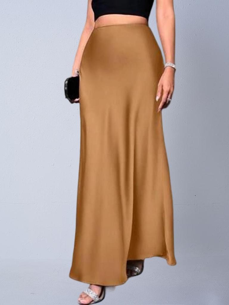 European & American Women's Imitation Silk Long Skirt, 2025 Spring/Autumn Collection
