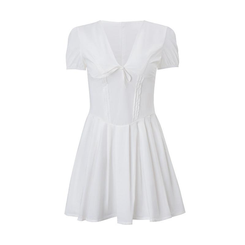 

Жовта квіткова сукня-трапеція з V-подібним вирізом, пишними рукавами та оборкою по подолу L білий