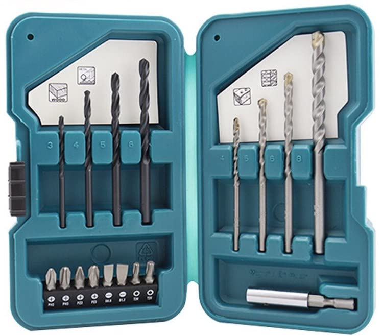 Makita 17-Piece Drill Bit Driver Socket Set Hex Shank 6.35mm Metal Concrete Case