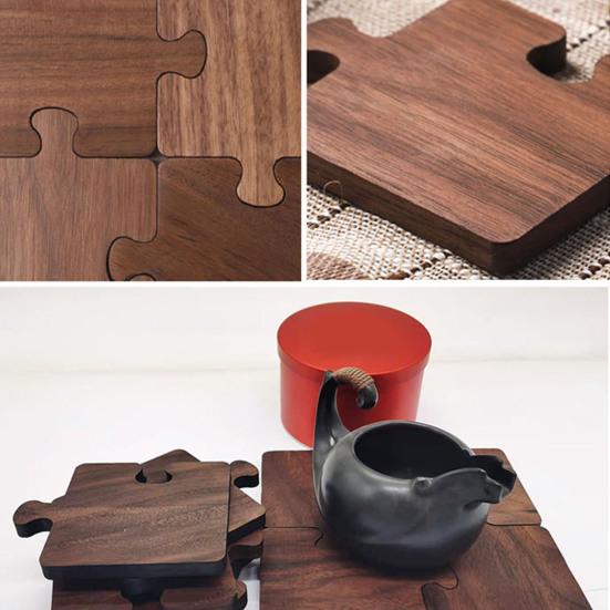 Ahşap Yapboz Bardak Altlığı Vintage Yapboz Şeklinde Çiftlik Evi Kahve Masası Dekorasyonu İçin Bardaklık Bar Aksesuarları