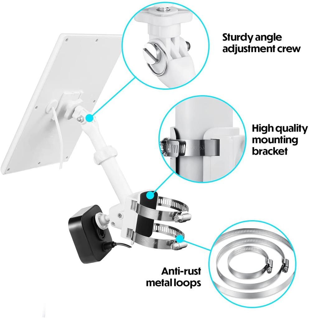 Wasserstein Universelle Mastmontage für Kameras und Solar Kompatibel mit und Eufy Kameras 2-in-1 Panels, Wyze, Blink, Ring, Arlo, (Weiß)