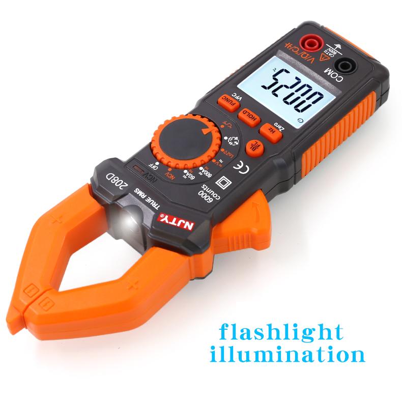 NJTY 208D Electrician AC/DC Clamp Meter Digital Multimeter Display AC/DC Current High Precision Clamp Meter