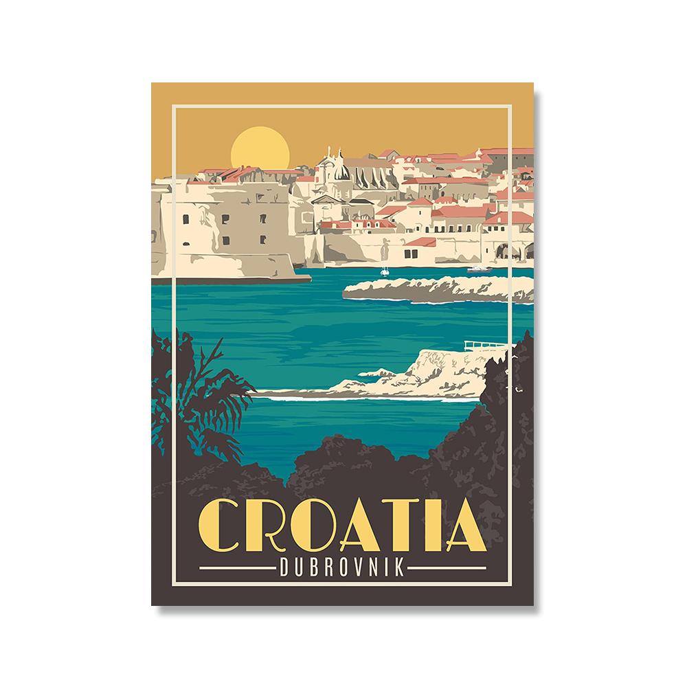 Travel Scenery Canvas Paintings Vintage Spain Denmark Moscow Norway Picture Landscape Wall Art Poster For Living Room Home Decor