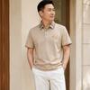 Summer Men'S Plaid Polo Shirt With A Turn-Down Collar Loose Fit Large Size Business Casual Dad-Style Short-Sleeve T-Shirt