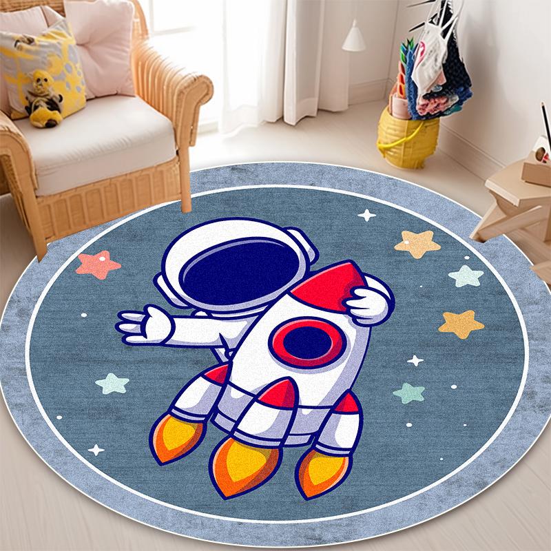 Cute Cartoon Pattern Round Carpet Living Room Decoration Sofa Area Non-slip Washable Rug Children Bedroom Decor Soft Floor Mat
