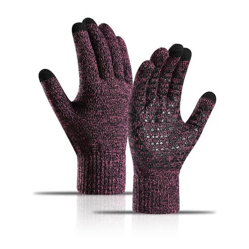 Herren Winter Warme Touchscreen Handschuhe Verdickt Kälteschutz Thermisch Anti-Rutsch Gestrickt für Outdoor-Sportarten Radfahren Wandern Handschuhe