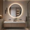 Bathroom mirror round salt 80 CM LED lighting, heating mat, acrylic frame