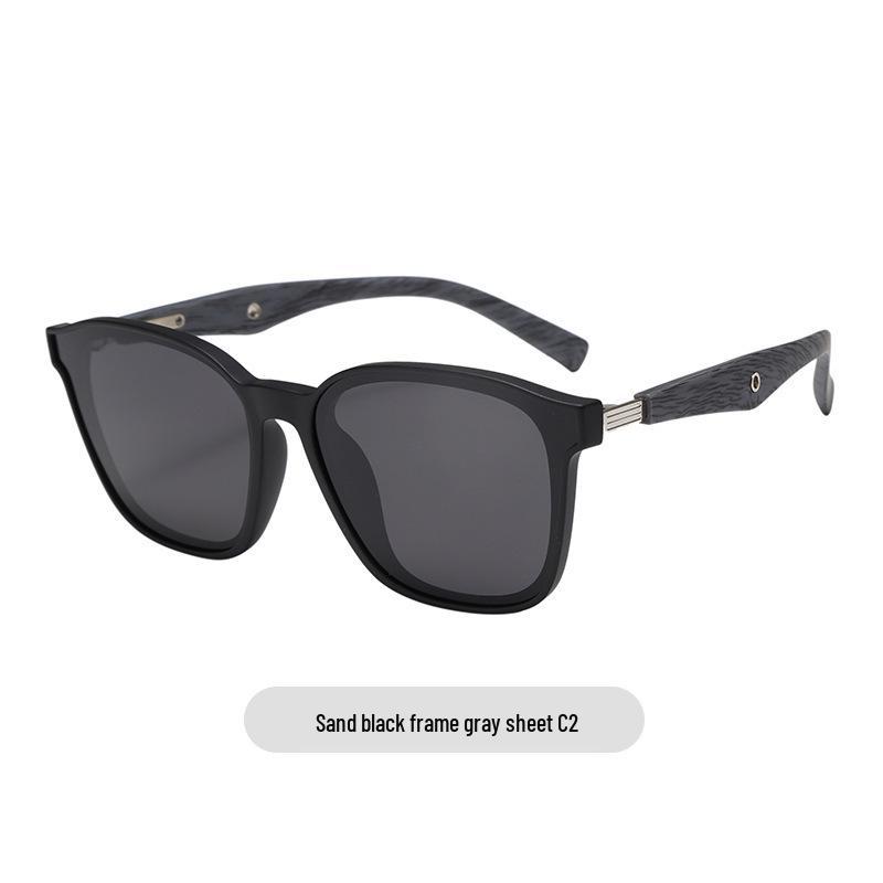 Retro Wood Grain Polarized Sunglasses with UV Protection