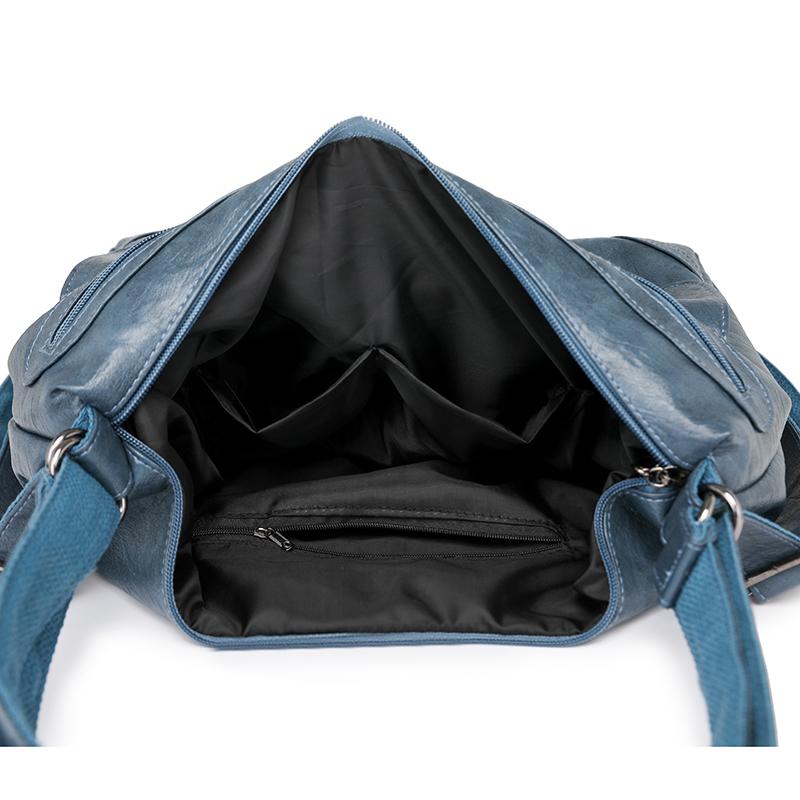 Damen Tasche Vintage Umhängetasche Große Kapazität Multi-Pocket PU Weiches Leder