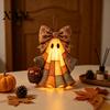 Resin Wall Ornament Lighted Vintage Patchwork Ghost Door Hanger, Rustic Farmhouse Figurine, LED Light Up Hanging Art for Halloween Spooky Statue