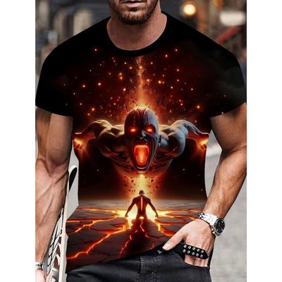 Colorful Fox Jesus Graphic T Shirt For Men Cool Giant Hero 3D Print Tees Summer Fashion Short Sleeve Tops Loose O-Neck T-Shirts