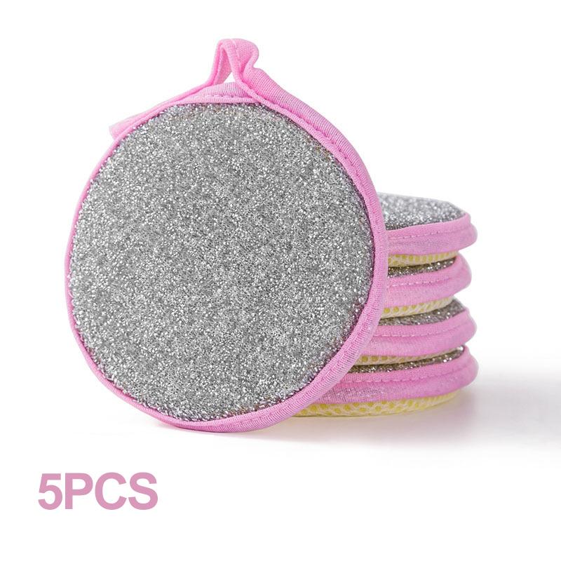 

5шт губка для мытья посуды многоразовые моющиеся губки двухсторонняя волшебная губка для мытья посуды полезные вещи для кухни чистые инструменты розовый