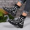 2025 Foreign Trade New Fly-woven Socks Boots Large Size Thick-soled Thick Heel Solid Color European and American Casual Outer Wear Medium Tube M