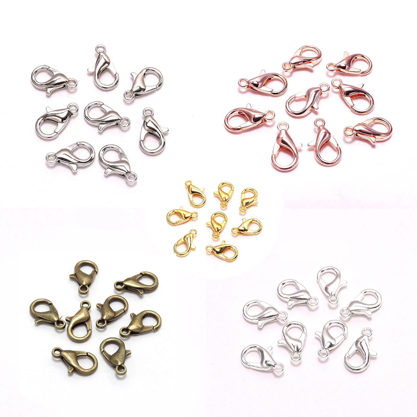 

250 шт. Застежки-лобстер из цинкового сплава 12 мм серебристого, золотистого, розово-золотистого, белого, античной бронзы цвета