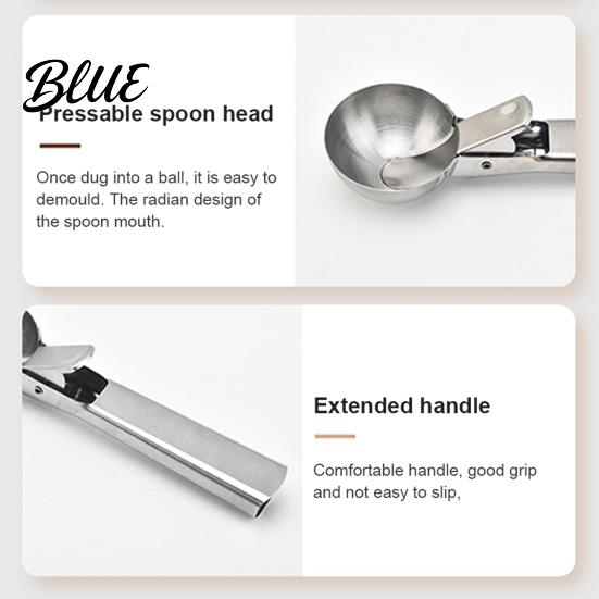Batter Scooper Ice Non-Slip Handle Scoop Steel Stainless Cream Fruit with Trigger Kitchen Scoop Heavy Duty Metal for Balls
