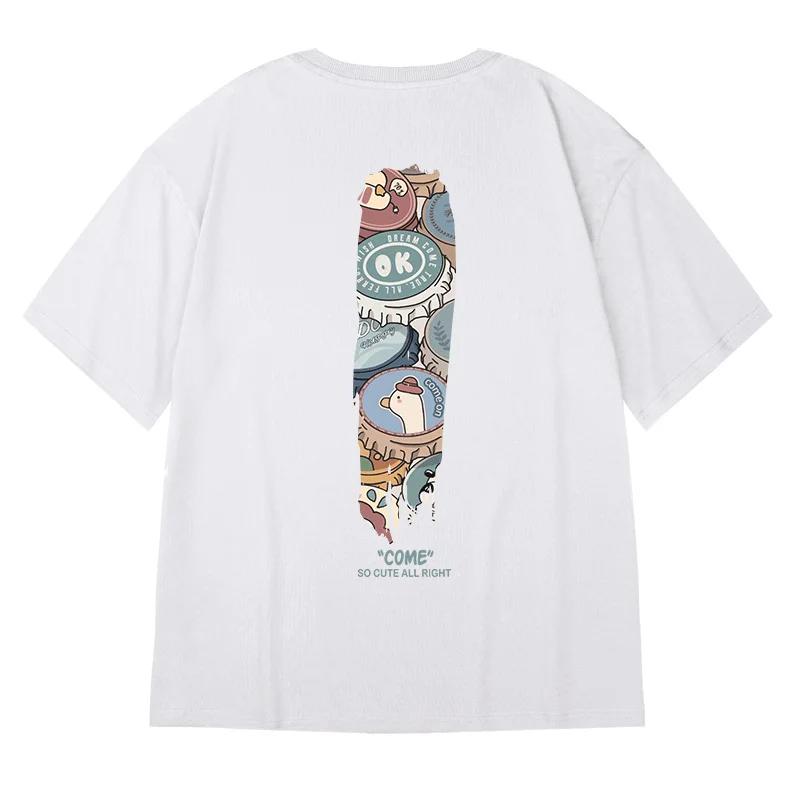 Streetwear Harajuku Summer Cartoon Cat Print T-Shirts Vintage Version Trend Casual Clothes Hip Hop Creative T Shirts y2k