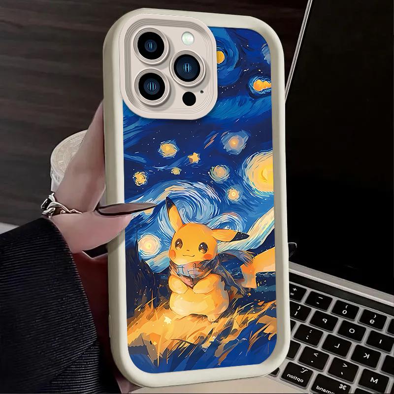 Lovely P-Pokemon Starry Sky Case for IPhone 17 Air 16 16E 15 14 13 12 11 Pro Max X XS X S Max XR SE 2020 SE4 7 8 Soft Back Cover