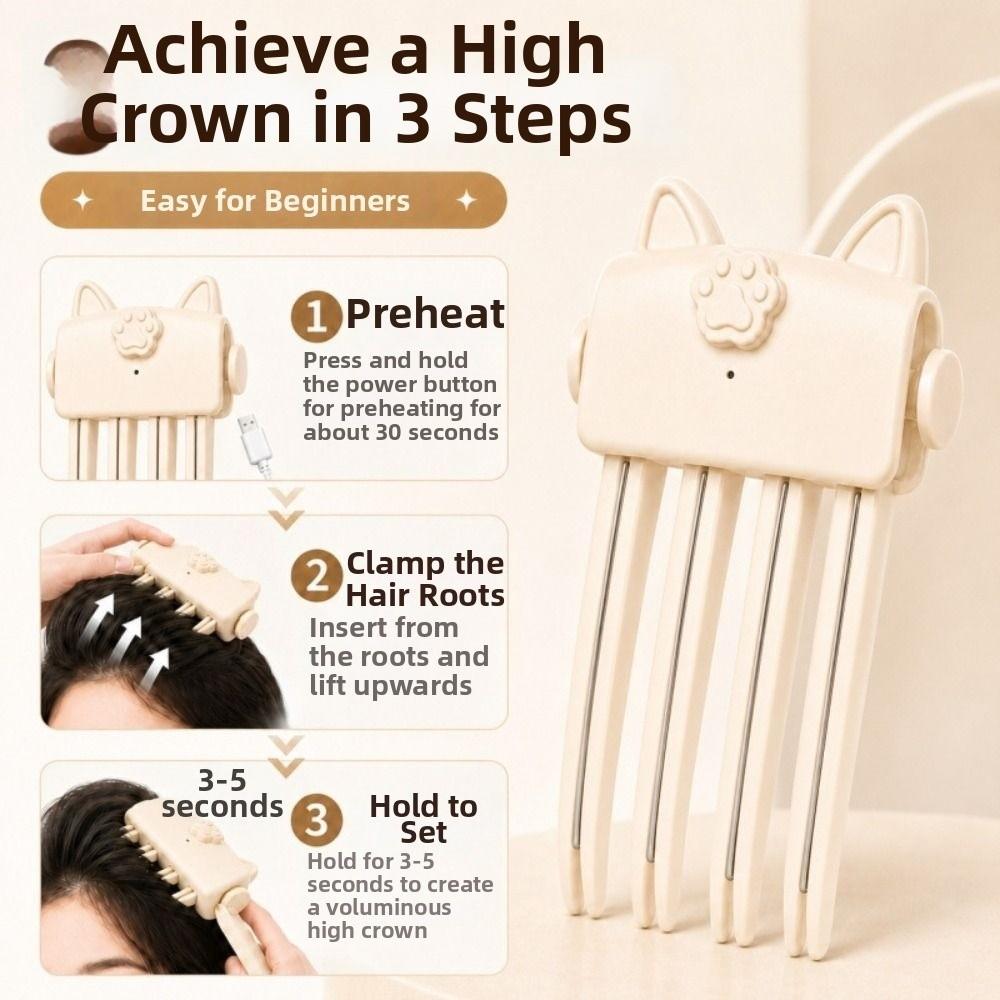Rechargeable Heated Hairpin Seamless Design Hair Roots Volumizer For Roots Volume