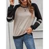 Women's Autumn and Winter Colour Blocking Casual Long Sleeve Top