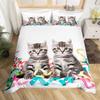 Kawaii Cat Duvet Cover Pink Bowknot Kitten Bedding Set Sweet Pet Animal Comforter Cover Princess Bow Girly Polyester Quilt Cover