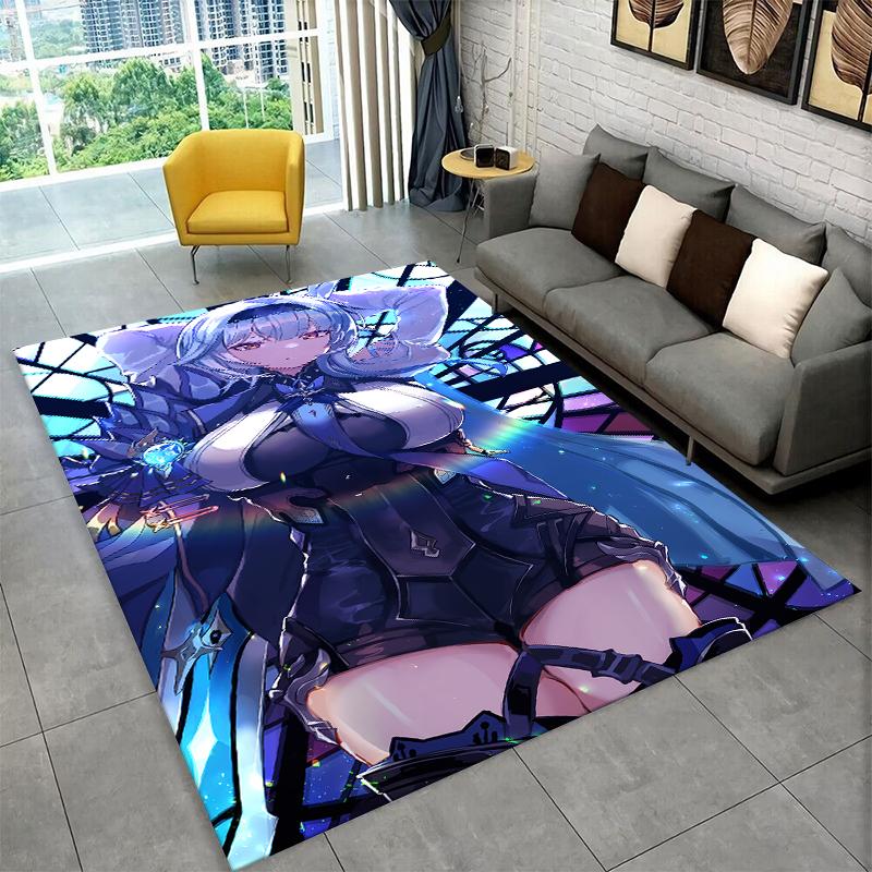 New Genshin Impact Cartoon Game Carpet Rug for Bedroom Living Room Sofa Playroom Doormat Home Decor,Kid Area Rug Non-slip Gift