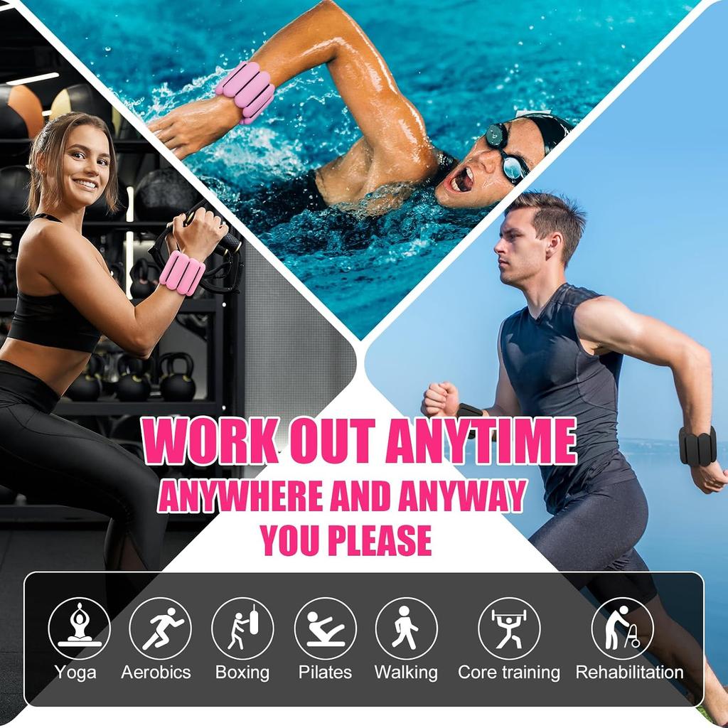 Poids pour poignets et chevilles pour femmes, Ensemble de poids solides à porter pour les bras et les jambes, Poids de cheville réglables pour la marche, le yoga, la danse, le barre, la salle de sport, l'exercice, le Pilates