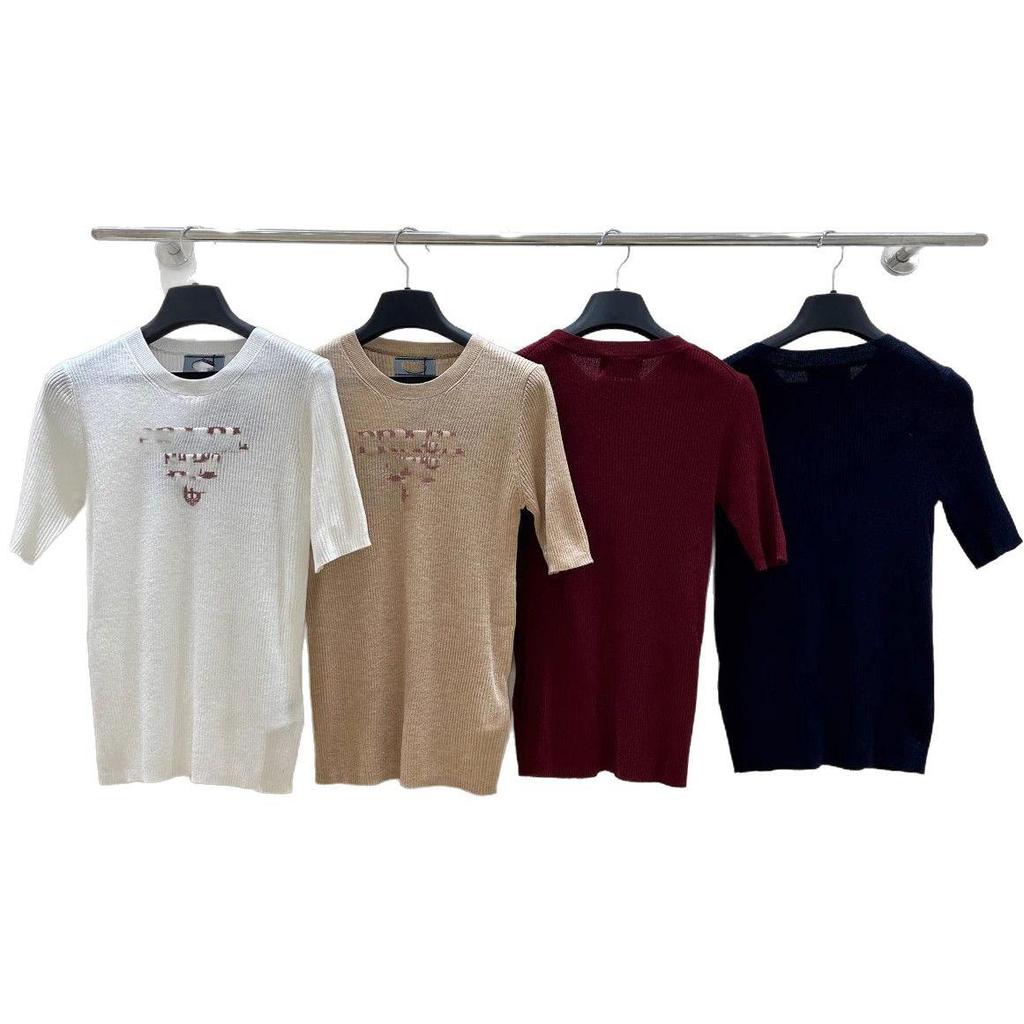 Women's Slim Fit White T-shirt with Summer Embroidered Logo