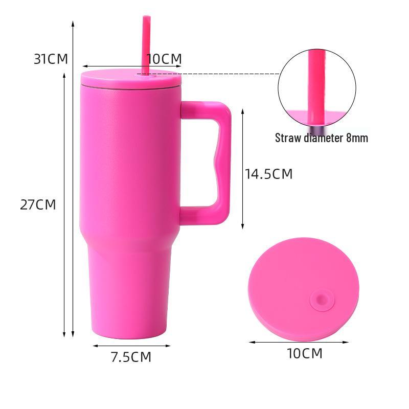 40oz Bärbar Rostfri Dubbelväggig Ismugg med Sugrör - Stor Kapacitet & Isolerad.