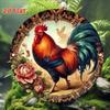 Metal Rooster Wall Art, Vintage 2D Decor for Garden, Garage, Home, Halloween Gift