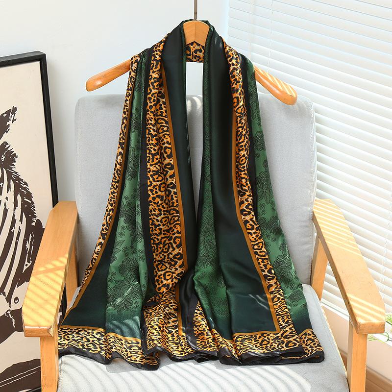Summer silk scarf women's print lengthened thin shawl with decorative scarf sun protection beach towel Fashion Refined-inspired Casual Scarf