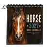 Full Year Date Keeper 2027 Horse Desktop Calendar, Monthly Scenic Photography And Large Planning Grids Decorative Art Design, Spiral Binding