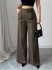European and American 2025 Autumn/Winter Women's Casual High-Waisted Loose Straight-Leg Suit Pants