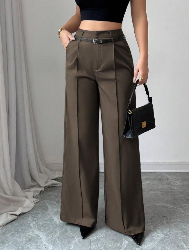 European and American 2025 Autumn/Winter Women's Casual High-Waisted Loose Straight-Leg Suit Pants