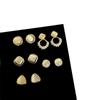 High Sense Geometric Gold Opal Stud Earrings Women'S Simple Personality Fashion Temperament Commuter Versatile Earrings
