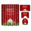 Christmas Printed Shower Curtain Floor Mat Four-Piece Bathroom Toilet Non-Slip Absorbent Carpet Toilet Non-Slip Door Mat