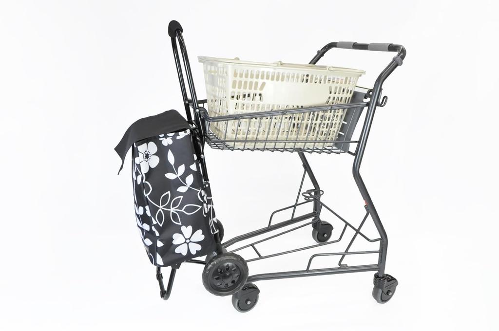 Rep cocoro Shopping Cart, 22L, Flower Black, with Flap & Cooler Function, and Bag-in-Bag