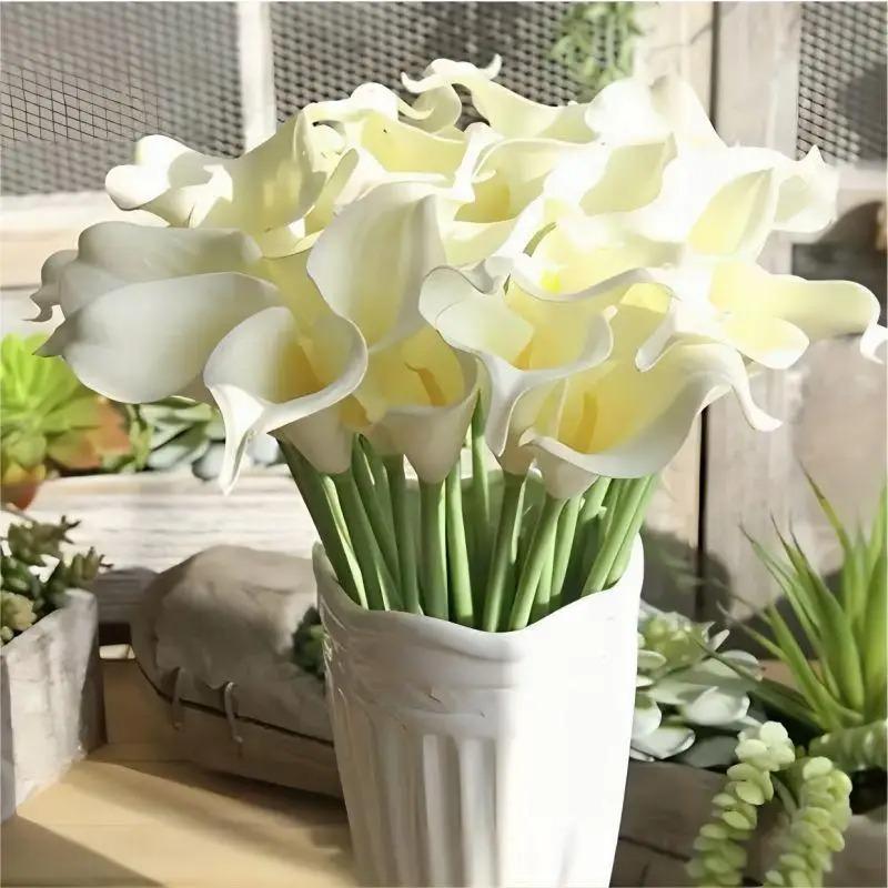 5Pcs PU Calla Lily Simulation Flowers for Home Decor Floral Arte Set Garden Wedding Decoration Bouquet DIY Vase Ornament