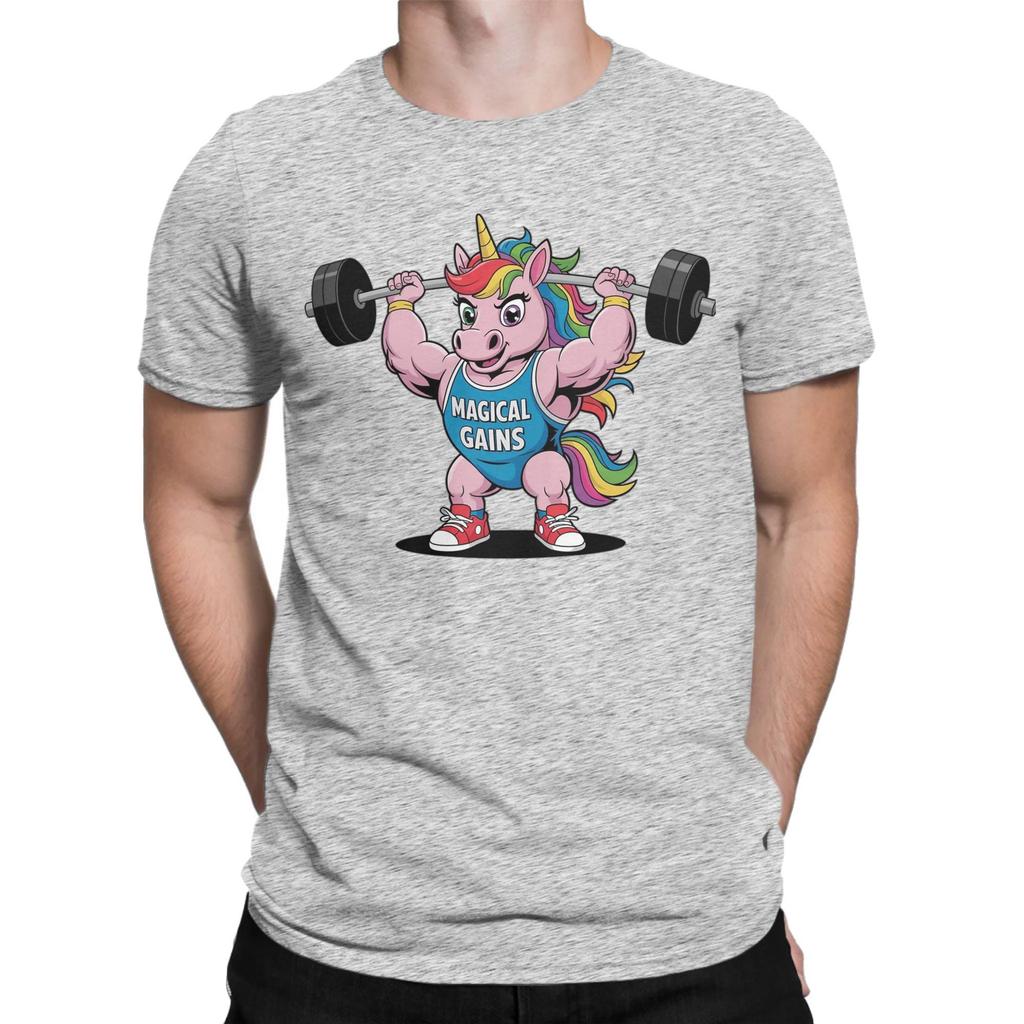 Pumped Unicorn Lifting Weights Cotton TShirt For Men Summer  Vintage TShirts ONeck Leisure Tees Oversized Hot Sale Tops