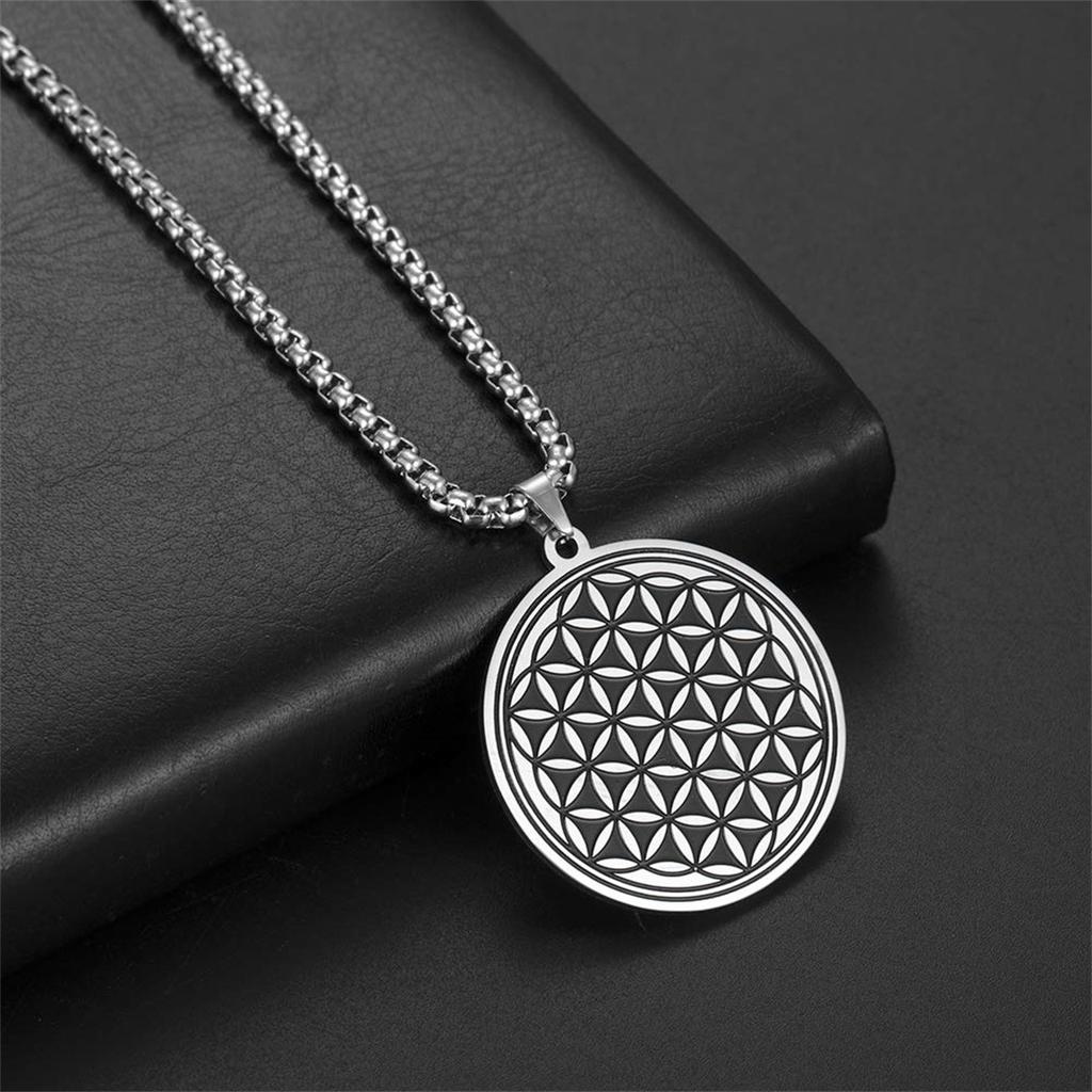 Einfacher runder Ring Anhänger Blume des Lebens Heilige Geometrie Schlüsselbein Kette Halskette