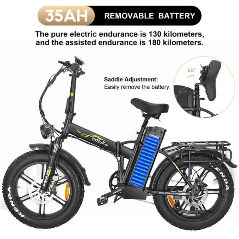 2026 Electric Bike Hydraulic Brake 48V  35AH Long Battery Life EMOKO C94 1000W Motor Adult E-bike 20*4.0 Inch Fat Tire Electric Bicycle