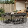 VidaXL Garden Dining Set 9 Pcs Grey Cushions Wicker 3278143