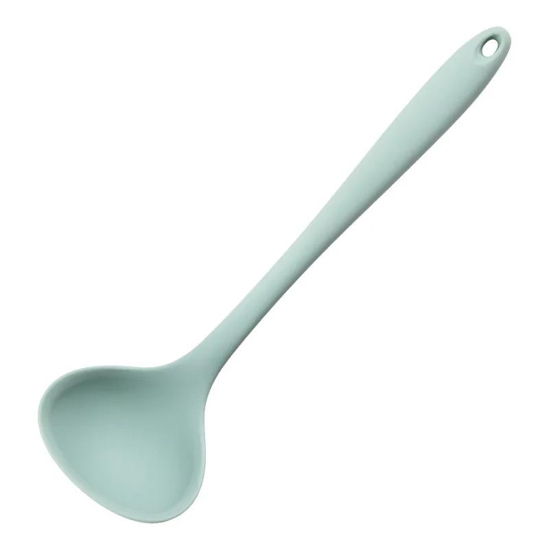 Silicone Ladle Soup Spoon Non-stick Curved Handle Unbreakable Big Round Scoop for Dinner Creative Kitchen Dining Tool Tableware