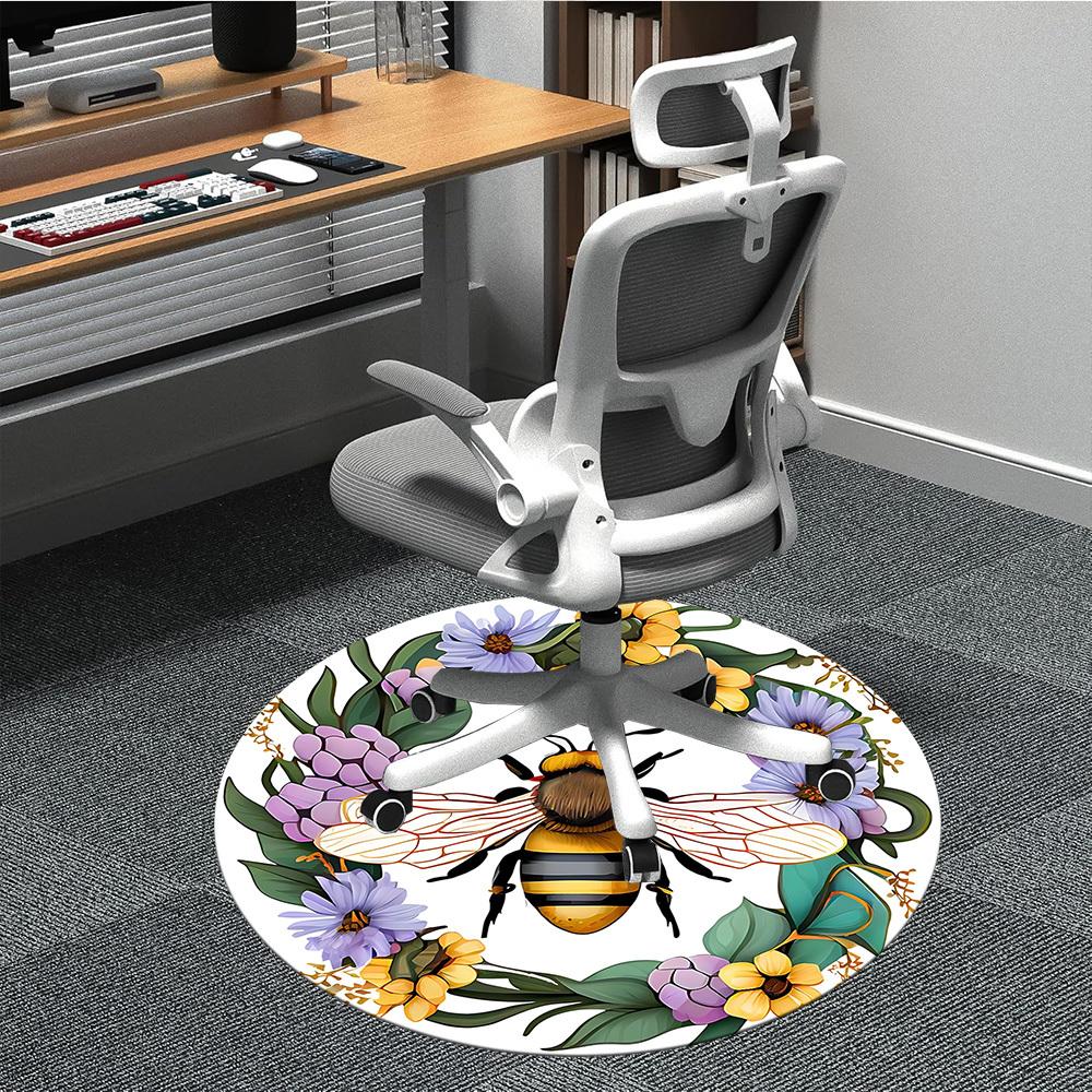 

1pc Bee Wreath Chair Carpet for Office Non-Slip, Machine Washable Rug for Office, Room - Holiday Decor, Machine Made yy251029127 80cm by 80cm