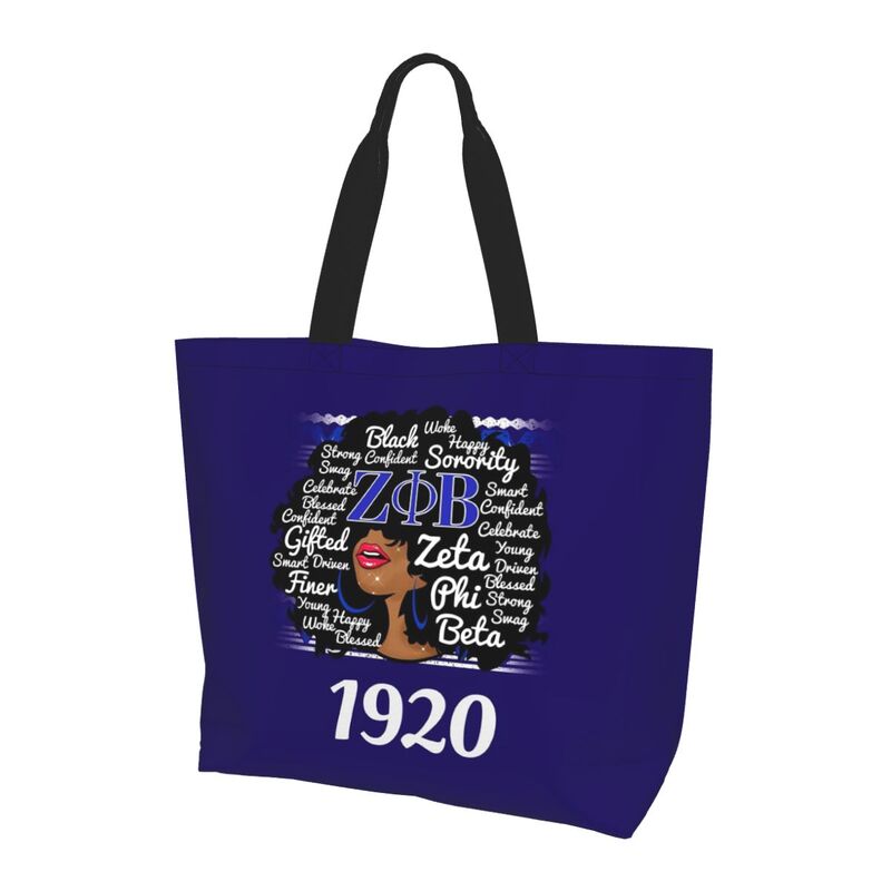 Custom Zeta Phi Beta 1920 Print Shoulder Bag Women Large Foldable Waterproof Travel Handbag Reusable Grocery Bags Shopping Bag